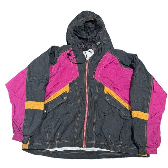 Nike Windbreaker Jacket Womens Size Large L Full Zip‎ Black Red  Retro |F1 - Picture 1 of 8